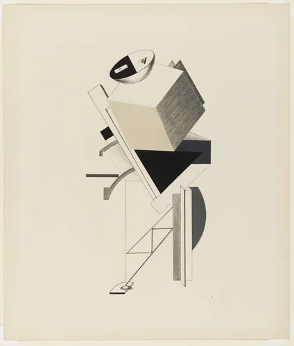 Sentry (Posten) from Figurines: The Three-Dimensional Design of the Electro-Mechanical Show Victory over the Sun (Figurinen, die plastische Gestaltung der elektro-mechanischen Schau Sieg über die Sonne) by El Lissitzky, print, 1920