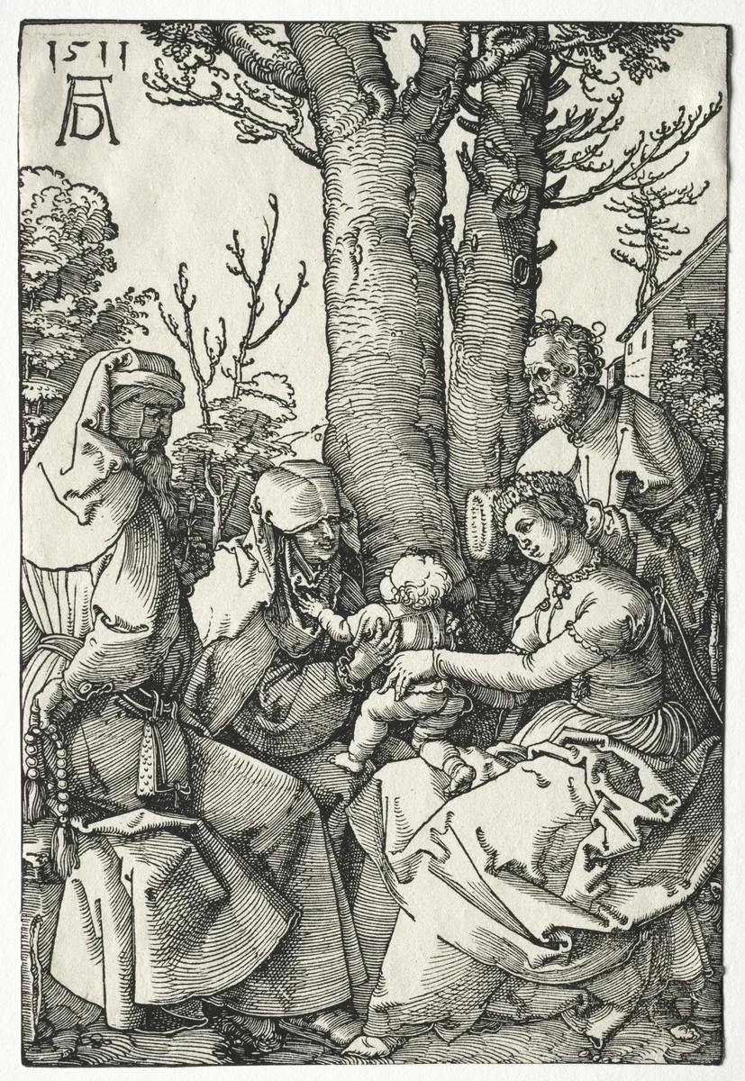 The Holy Family with Joachim and Anna by Albrecht Dürer, print, 1511