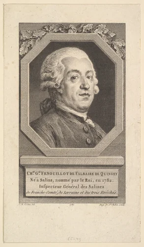 Portrait of Charles George Fenouillot de Falbaire de Quingey by Augustin de Saint-Aubin, print, 1787