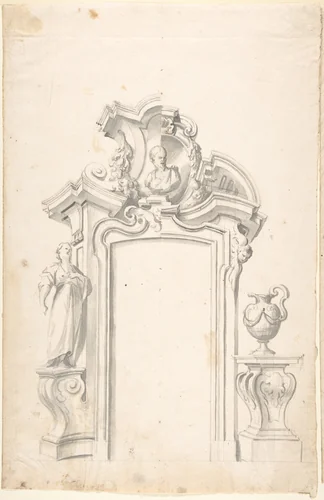 Two Alternate Designs for a Doorway by anonymous, drawing, 1700-1780