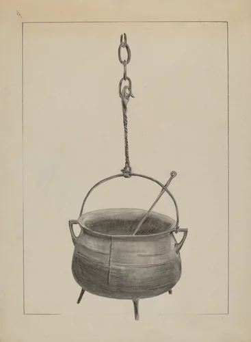 Kettle with Spoon by Benjamin Resnick, index of american design, 1935