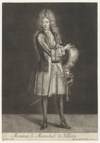 Portret van maarschalk François de Neufville, hertog van Villeroy by anonymous, print, 1662-1726