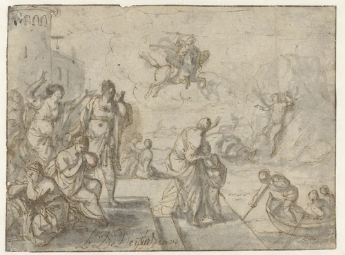 Perseus en Andromeda by Louis de Deyster, drawing, 1666-1711