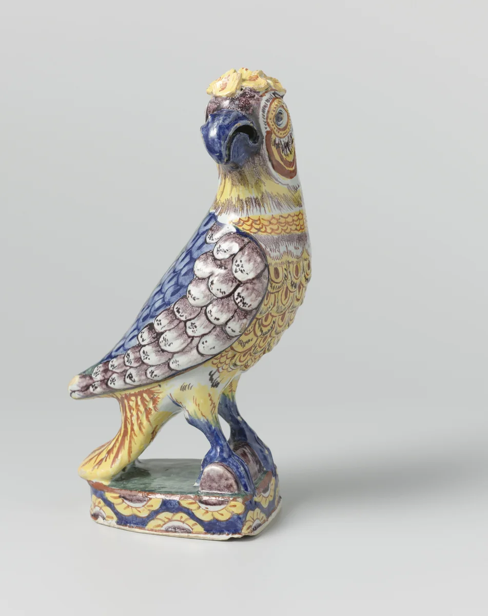 Papegaai van veelkleurig beschilderde faïence by anonymous, sculpture, 1784