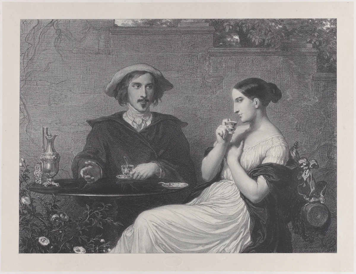 Le Café (Coffee) by François-Joseph-Aimé de Lemud, print, 1840