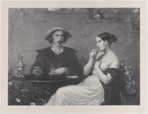 Le Café (Coffee) by François-Joseph-Aimé de Lemud, print, 1840