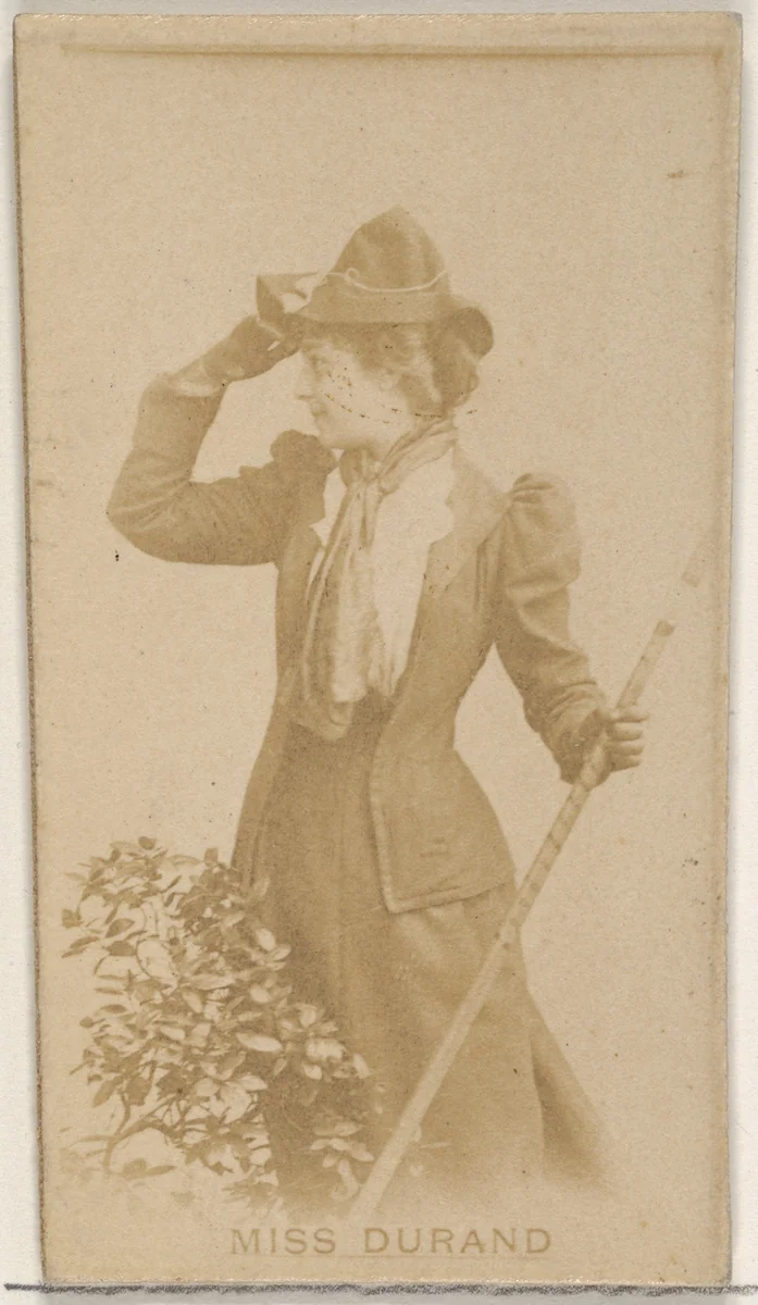 Miss Durand, from the Actors and Actresses series (N45, Type 8) for Virginia Brights Cigarettes by Allen & Ginter, photograph, 1885-1891