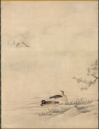 Flowers and Birds in a Spring Landscape by Kano Motonobu (狩野元信), painting, 1500-1559