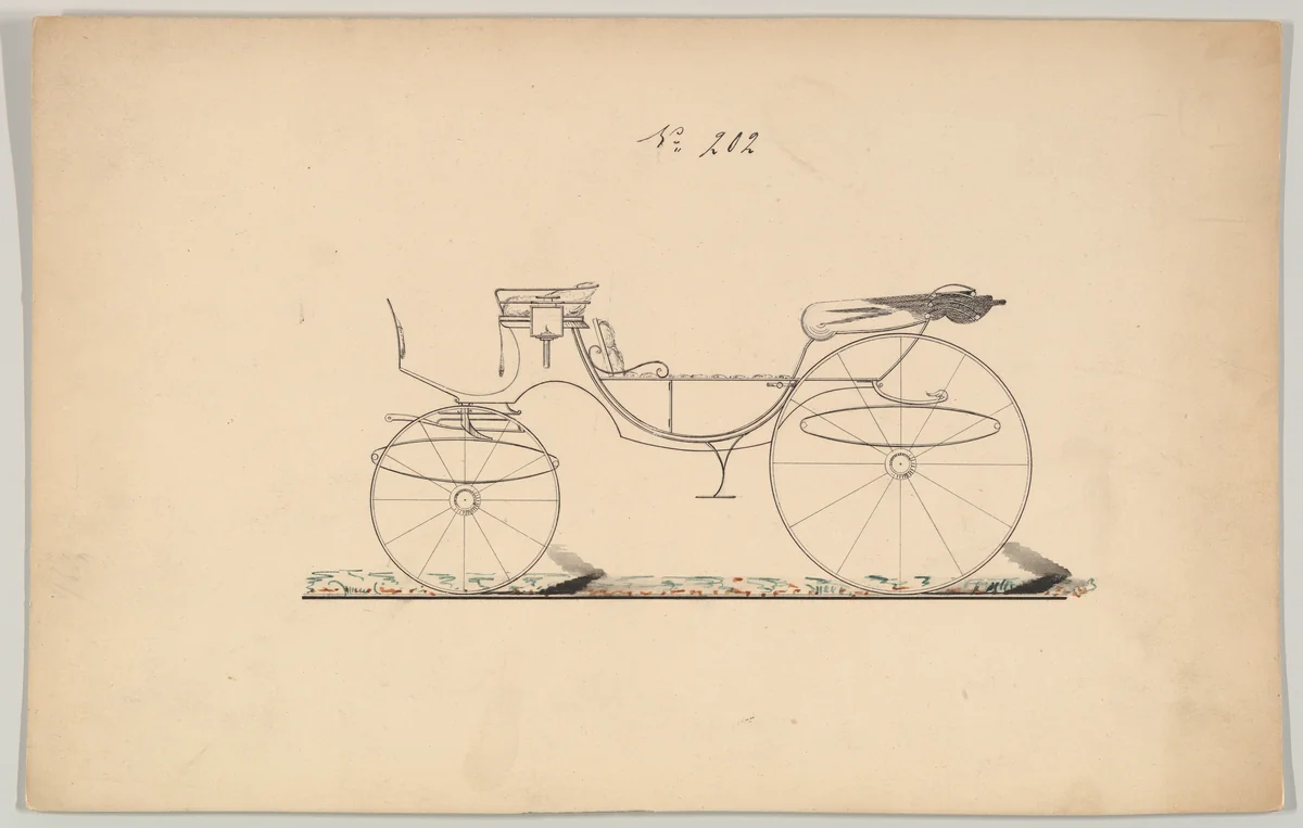 Design for Vis-à-vis, no. 202 by Brewster & Co., drawing, 1850-1870