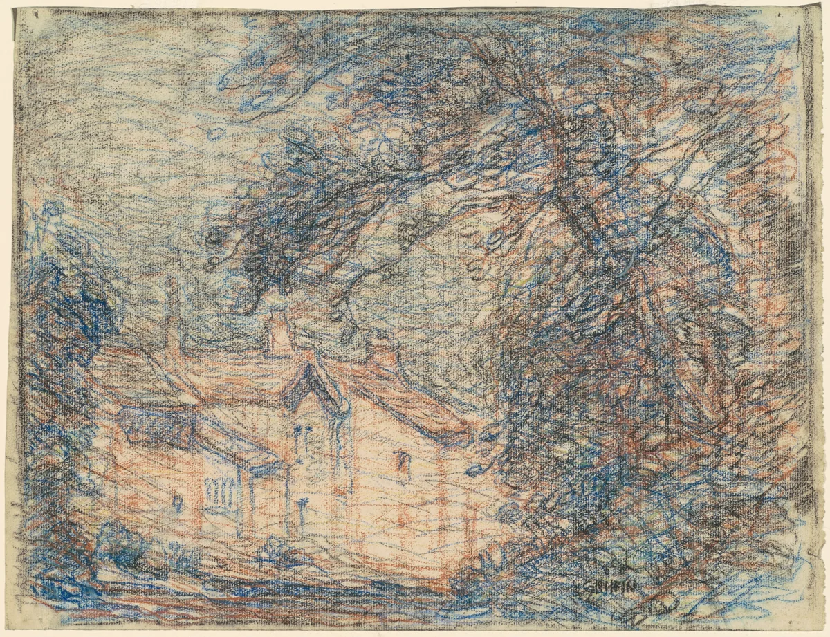 Village Street by Walter Griffin, drawing, 1920-1923