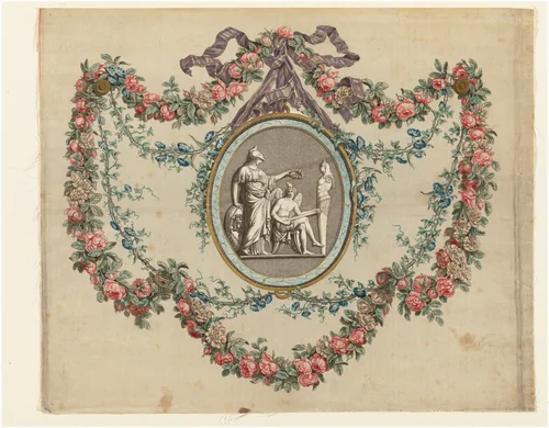 Minerva Crowning the Genius of Fine Arts by Jean-Baptiste-André Gautier-Dagoty, print, 1778-1785