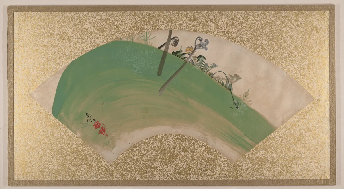 Flowers on Grass by Shibata Zeshin (柴田是真), painting, 1867-1891