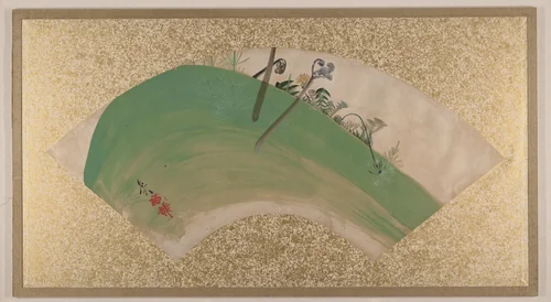 Flowers on Grass by Shibata Zeshin (柴田是真), painting, 1867-1891