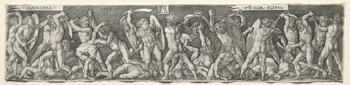 Hannibal Fighting Scipio by Heinrich Aldegrever, print, 1538