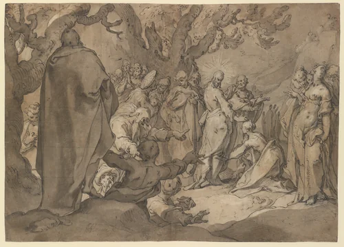 Christ and the Canaanite Women by Abraham Bloemaert, drawing, 1580-1651