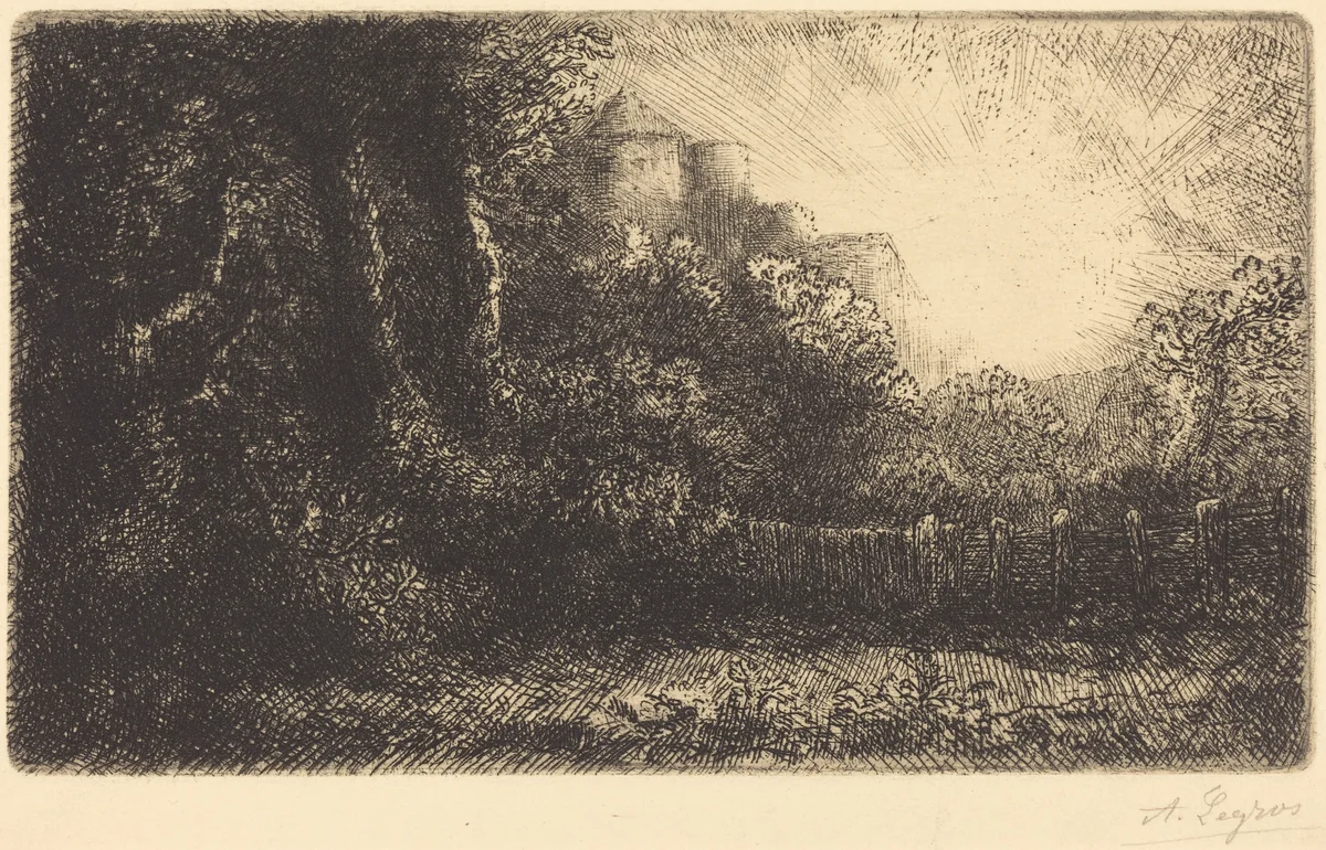 View of a Chateau (Chateau de Poillet) by Alphonse Legros, print, 1837-1911