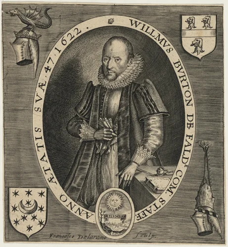 Willmus Burton de Falde (William Burton de Falde) by Francis Delaram, print, 1622