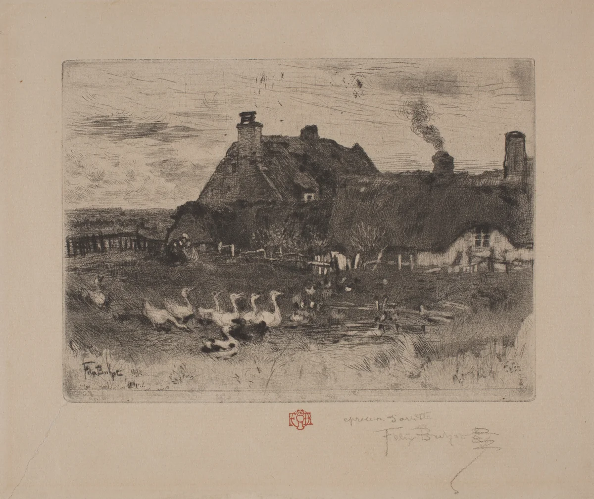 Les Petites Chaumieres by Félix-Hilaire Buhot, print, 1878