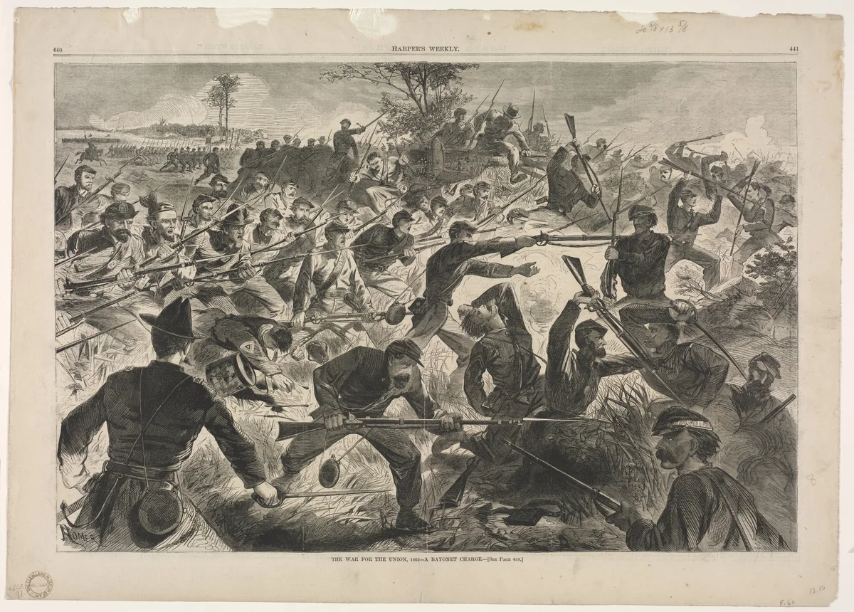 The War for the Union, 1862 - A Bayonet Charge by Winslow Homer, print, 1862