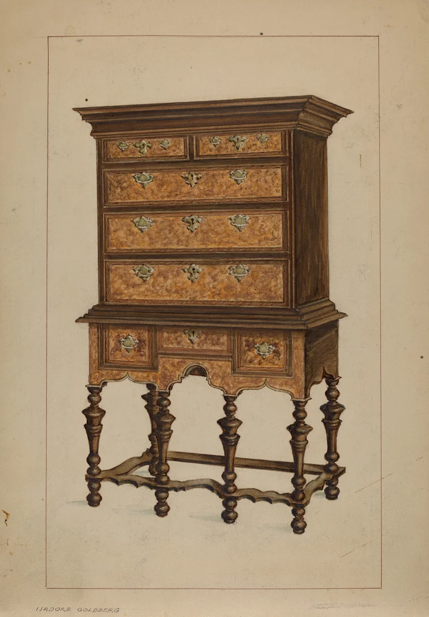 Highboy by Isadore Goldberg, index of american design, 1935-1942