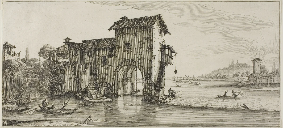 The Watermill, from Various Scenes Designed in Florence by Jacques Callot, print, 1618-1620