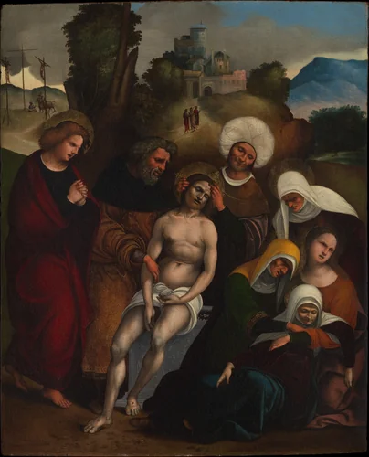 The Lamentation by Ludovico Mazzolino, painting, 1514-1516