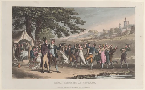 Rural Happiness at Caverac, from "Journal of Sentimental Travels in the Southern Provinces of France, Shortly Before the Revolution" by Thomas Rowlandson, print, 1821