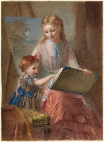 Gentle Critics (The Portfolio) by Emily Farmer, drawing, 1872