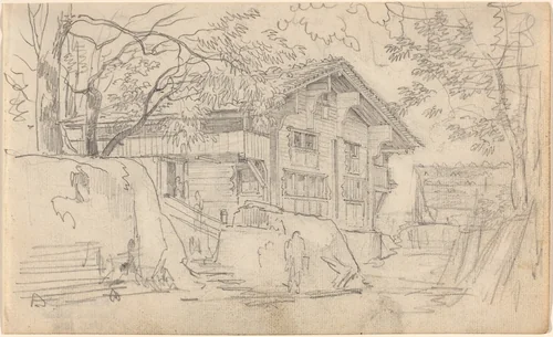 Courtyard of a Swiss Country House by Friedrich Salathé, drawing, 1793-1858