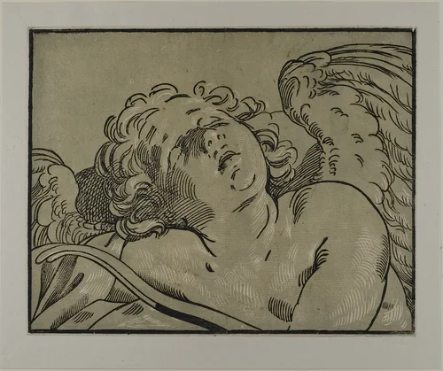 Bust of Sleeping Cupid by Bartolomeo Coriolano, print, 1627-1653