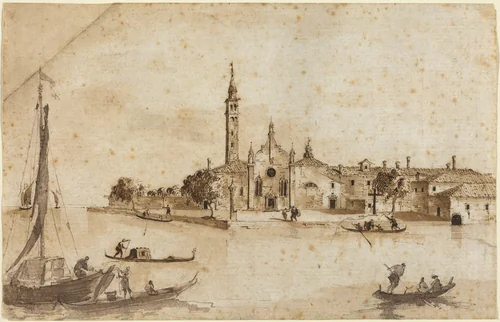 The Island of Madonna della Grazia by Francesco Guardi; Giacomo Guardi, drawing, 1712-1793
