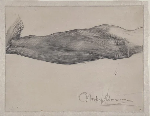 Study of a Man's Forearm (recto); Study of Extended Arms with Hands Clasped (verso) by Umberto Boccioni, drawing, 1908