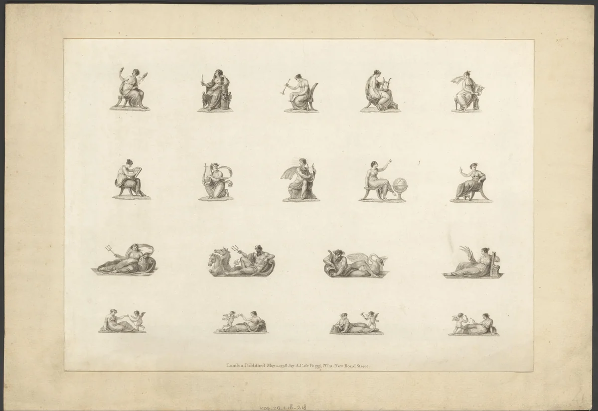 Goden en muzen by anonymous, print, 1789