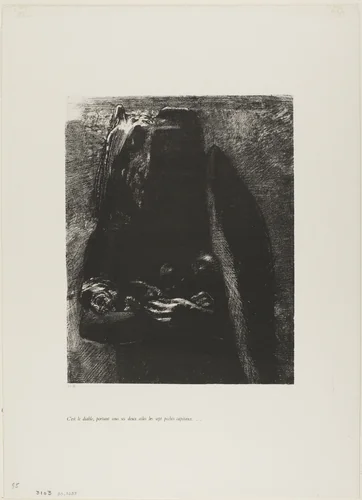 It is the Devil, Bearing Beneath his Two Wings the Seven Deadly Sins, plate 2 from The Temptation of Saint Anthony (1st series) by Odilon Redon, print, 1888