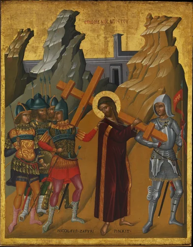 Christ Bearing the Cross by Nicolaos Tzafouris, painting, 1489-1500