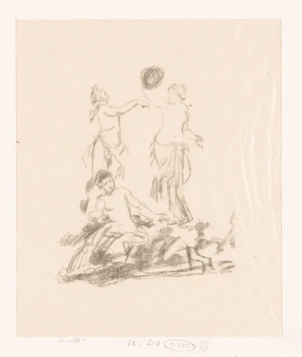 Studie van drie dansende vrouwen by Henri Fantin-Latour, print, 1903-1904