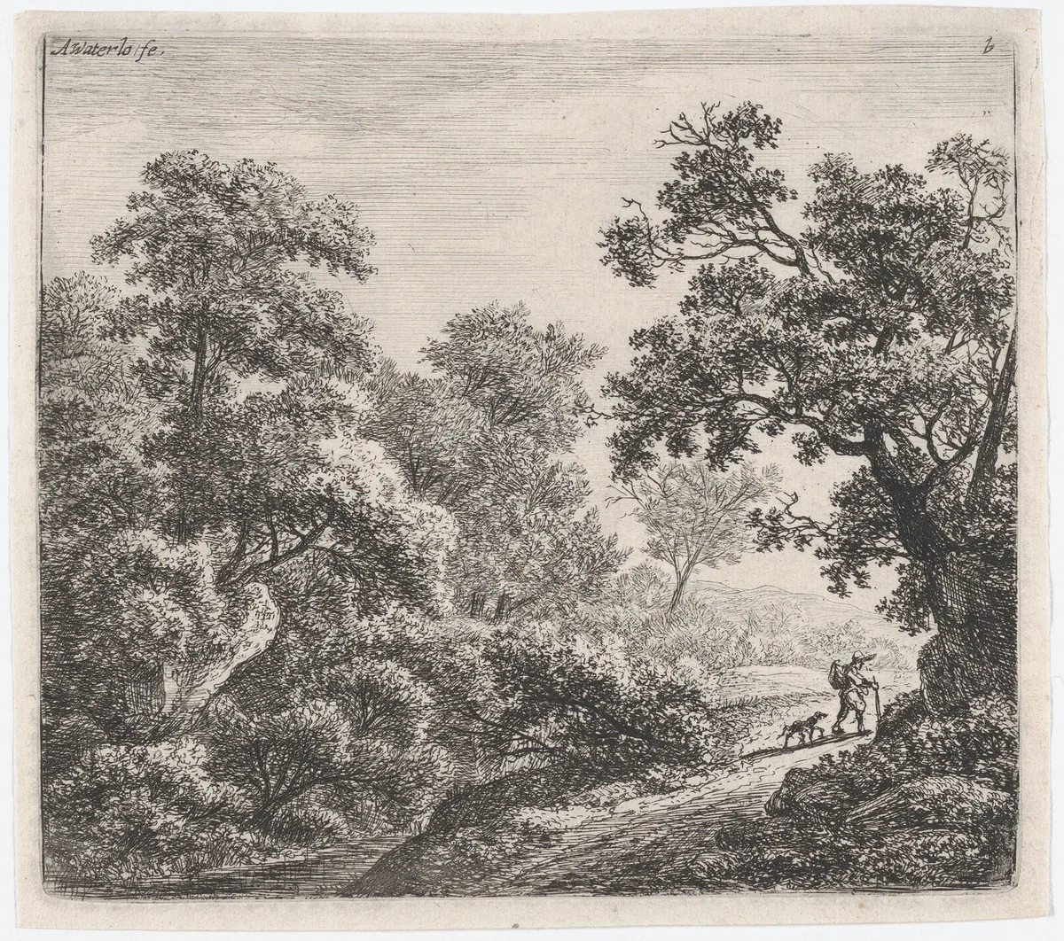 A Traveller and His Dog (Le Voyageur et son Chien) by Anthonie Waterloo, print, 1620-1690