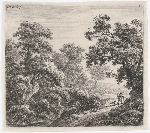 A Traveller and His Dog (Le Voyageur et son Chien) by Anthonie Waterloo, print, 1620-1690