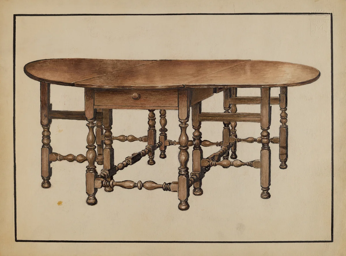 Gate-leg Table by Fletcher Hanks, index of american design, 1936