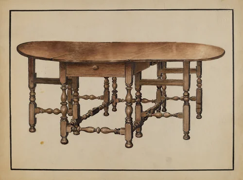 Gate-leg Table by Fletcher Hanks, index of american design, 1936
