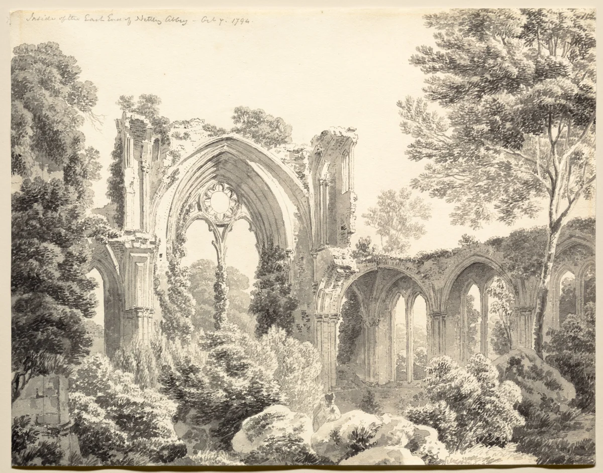 Inside the East End of Nettley Abbey by Michel Angelo Rooker, drawing, 1794