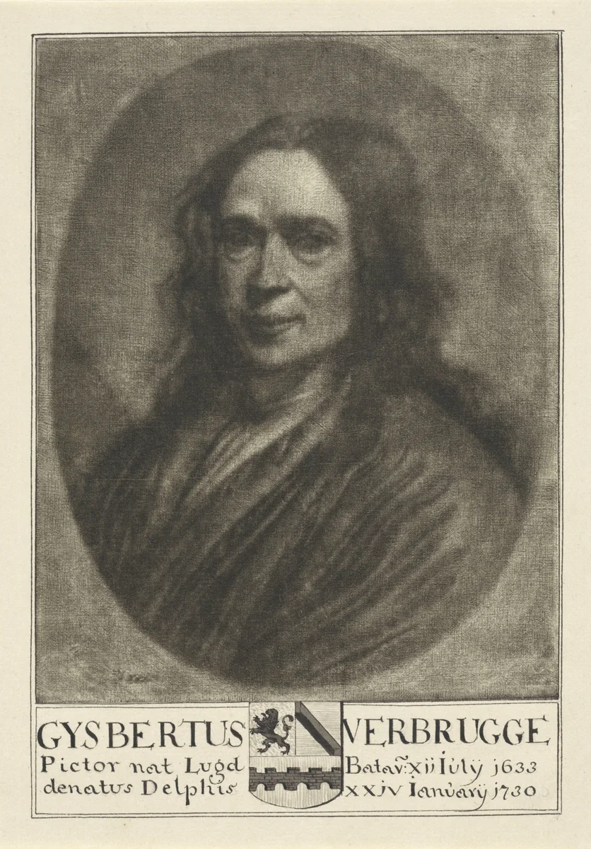 Zelfportret van Gijsbrecht Andriesz. Verbrugge by anonymous, print, 1650-1750