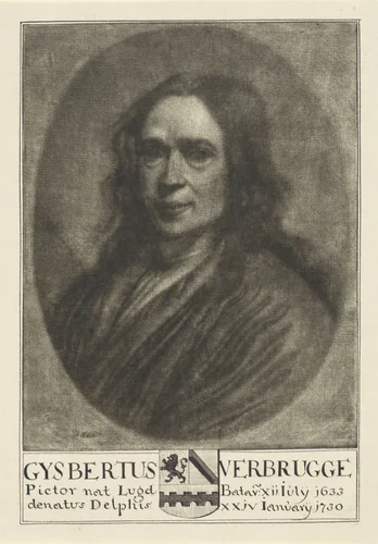 Zelfportret van Gijsbrecht Andriesz. Verbrugge by anonymous, print, 1650-1750