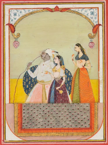 Maharaja Shri Anand Singh-ji and His Consort by Ustad Murad, painting, 1729