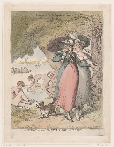 A View on the Banks of the Thames by Thomas Rowlandson, print, 1807
