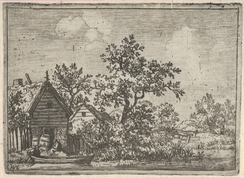 The Two Barrels before a Hut by Allart van Everdingen, print, 1621-1675