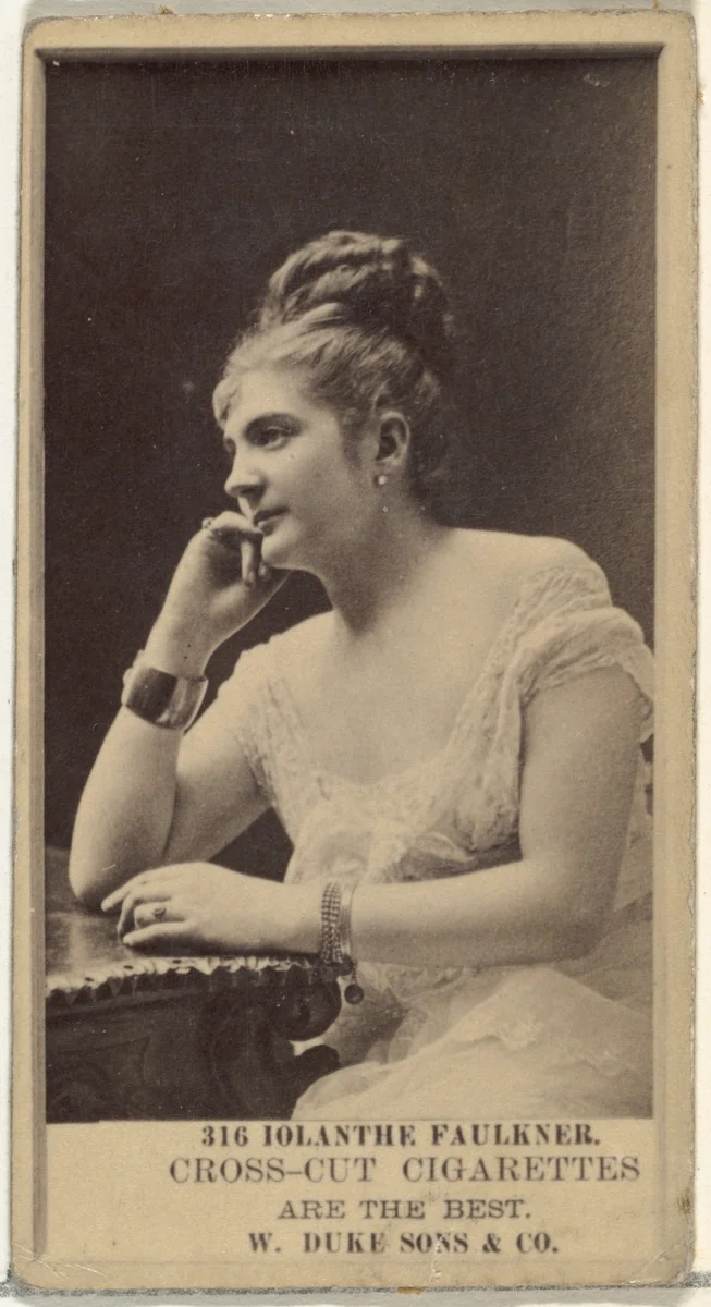 Card Number 316, Iolanthe Faulkner, from the Actors and Actresses series (N145-3) issued by Duke Sons & Co. to promote Cross Cut Cigarettes by W. Duke, Sons & Co., photograph, 1880-1889