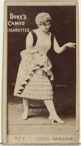 Card Number 1, Irene Varonia, from the Actors and Actresses series (N145-4) issued by Duke Sons & Co. to promote Cameo Cigarettes by W. Duke, Sons & Co., photograph, 1880-1889