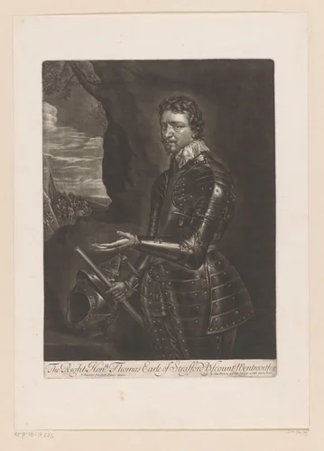 Portret van Thomas Wentworth by Alexander Browne, print, 1669-1683