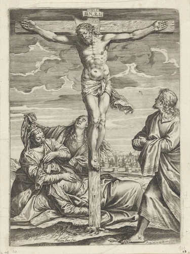 Kruisiging van Christus by Unknown, print, 1567-1602